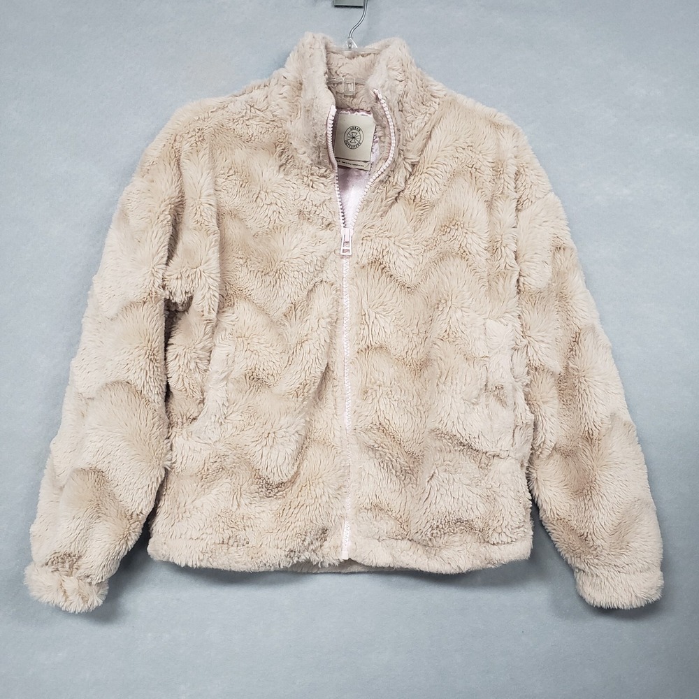 Urban Outfitters Women S Eva Jacket Blush Pink Faux Fur Zip Up Cozy Soft Plush
